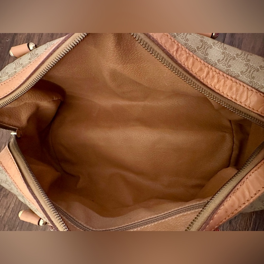 Celine Macadam Boston Bag Beige / Light Brown Coated Canvas - Picture 7 of 16